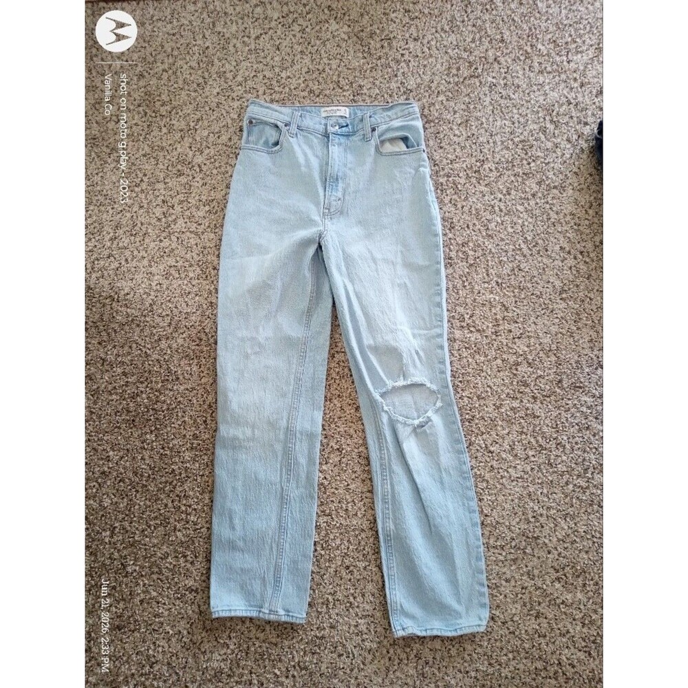 Abercrombie & Fitch The 90s Straight Ultra High Rise Jeans Blue 27 Small Regular - Picture 2 of 10